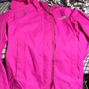 Bright pink North Face Raincoat