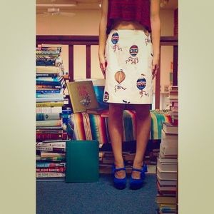 Vintage Hot Air Ballon Pencil Skirt