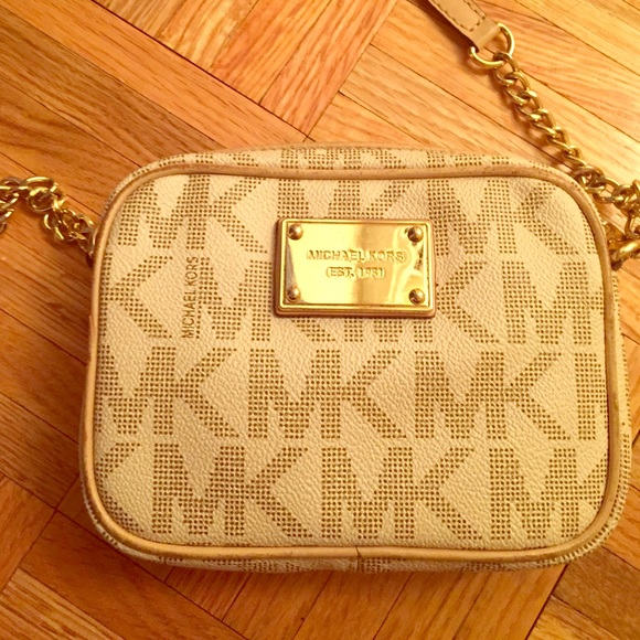 Beige and gold Michael Kor's crossbody