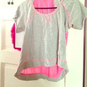 Gray and neon pink crop top