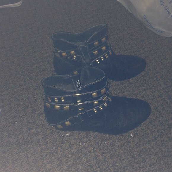 Studded short black boots