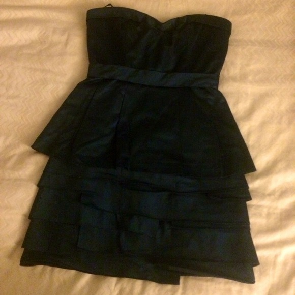 BCBG Navy Strapless Tired Peplum Annika Dress - Picture 2 of 4