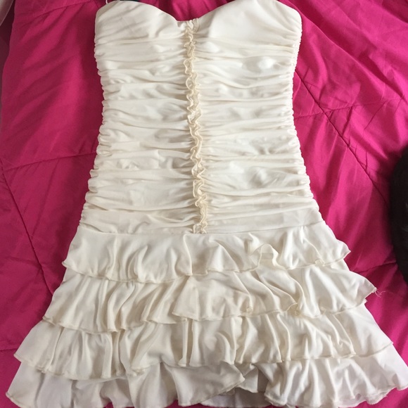 Cream colored strapless dress