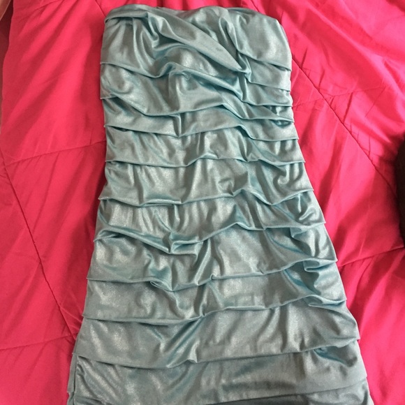 Strapless (slight shimmer) light blue dress