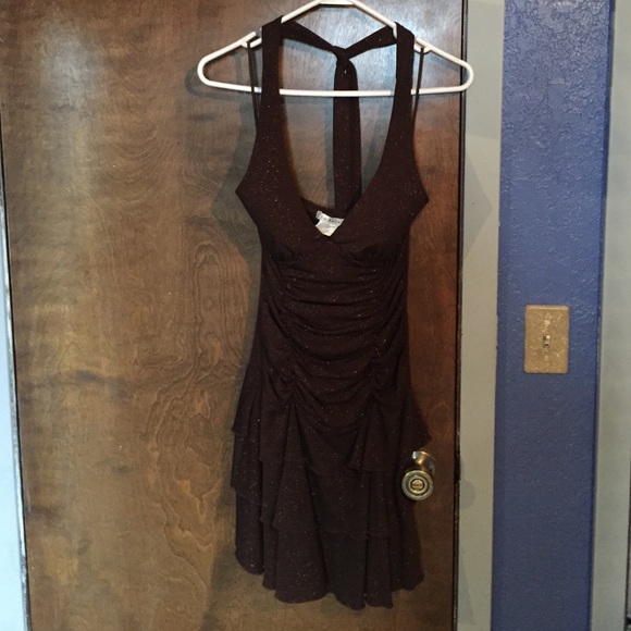 Brown sparkly fitted dress