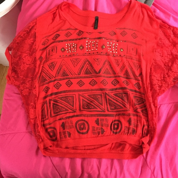 Lose fitting red crop top