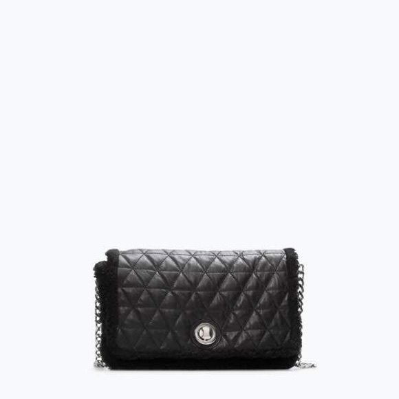 Zara quilted leather messenger bag