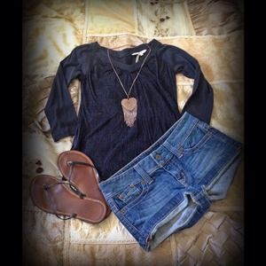 BCBG Sheer Black Shirt