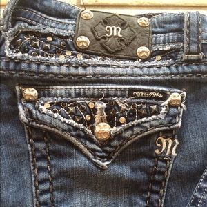 black and silver studded embellished miss me jeans