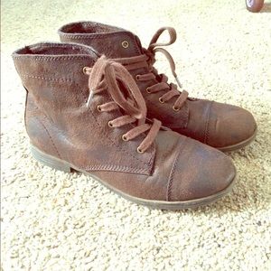 Brown combat boots