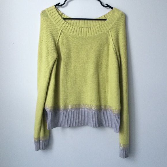 Chartruse Knit Sweater w/ Metallic Silver Lining
