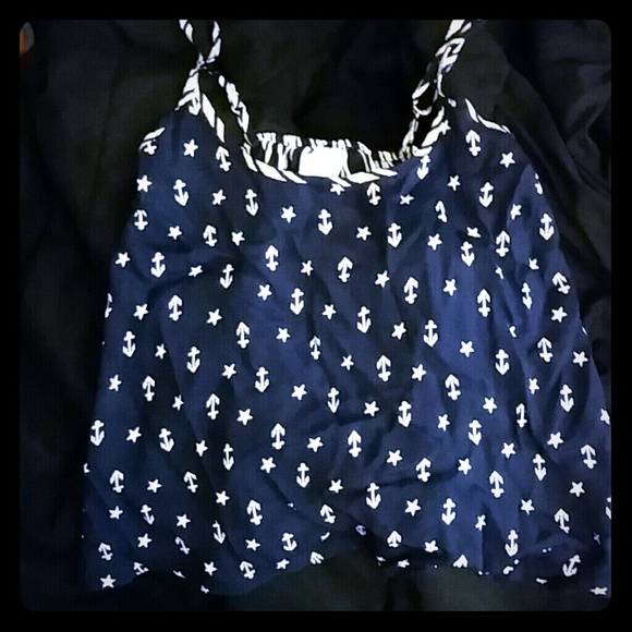 Navy blue anchor and star tank top