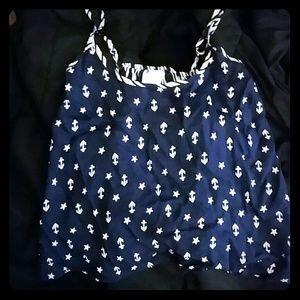 Navy blue anchor and star tank top