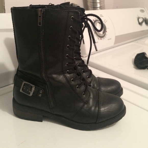 Black combat boots