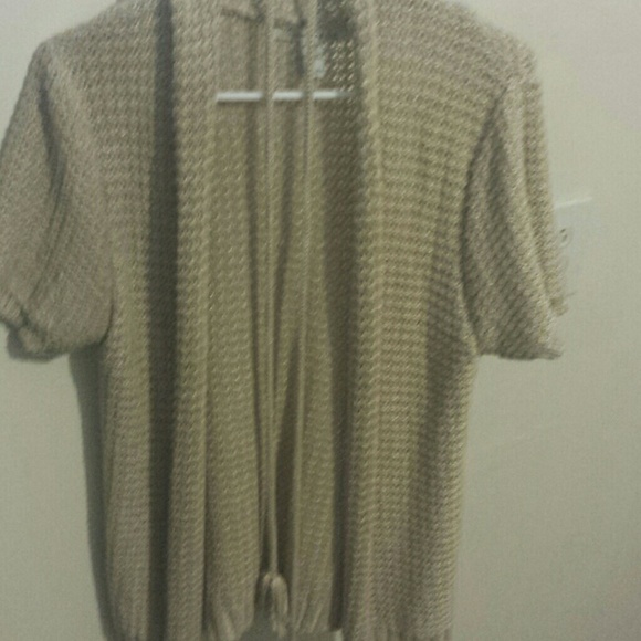 Short sleeve tie waist cardigan