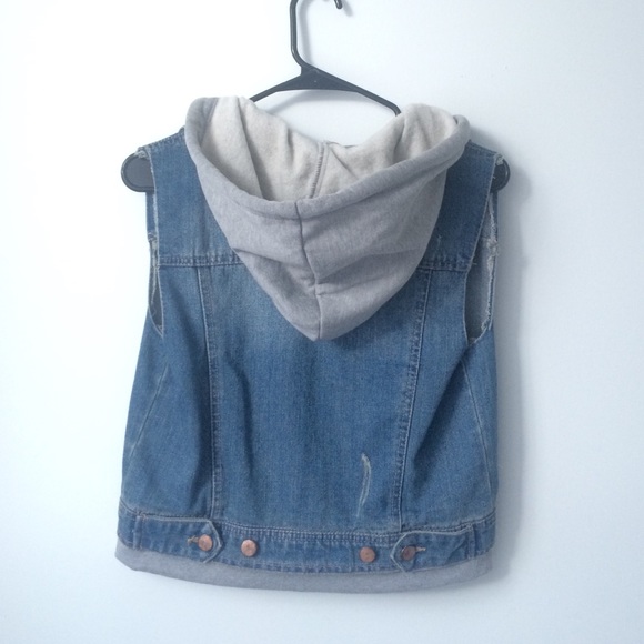 Denim Vest with Gray Hoodie