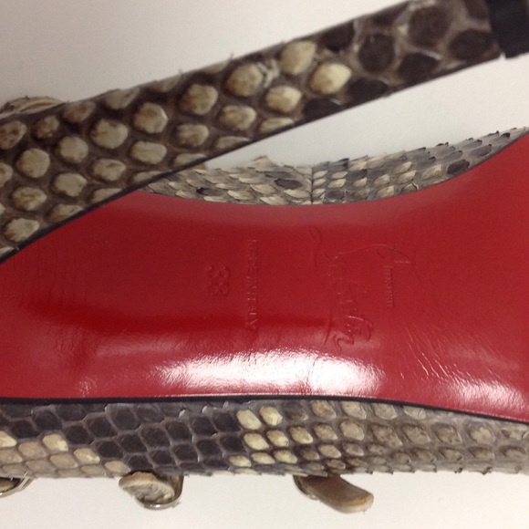 LN CHRISTIAN LOUBOUTIN RUFFLE SNAKESKIN HEELS - Picture 4 of 4