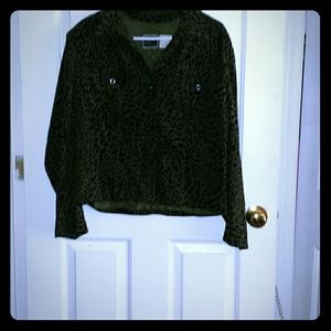 Olive Green Cheetah button up