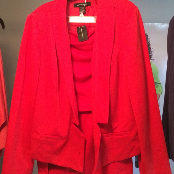 Red Suit w Gold Button Skirt
