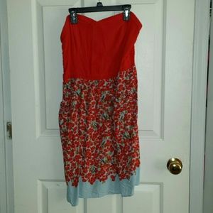 Strapless Floral Dress
