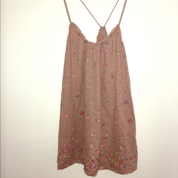 Aerie brown floral stringy tank top