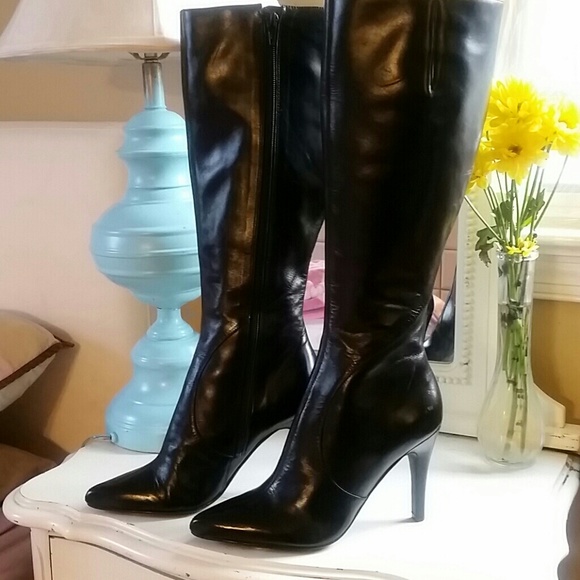 NWT NINE WEST KNEE HIGH BLACK LEATHER BOOTS