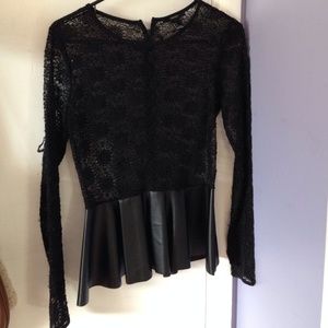 Lace and leather shirt
