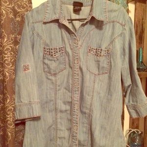 Pearl snap embellished shirt