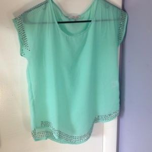 Mint green sheer top