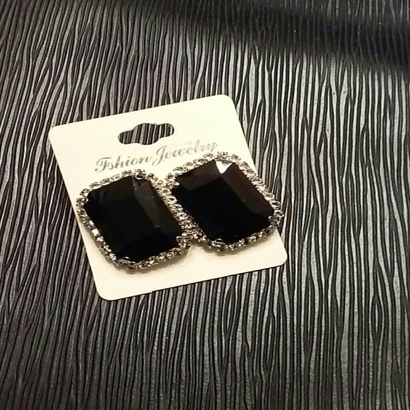 Black stone earrings