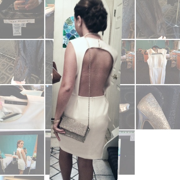 White open back dress by Zara Basic