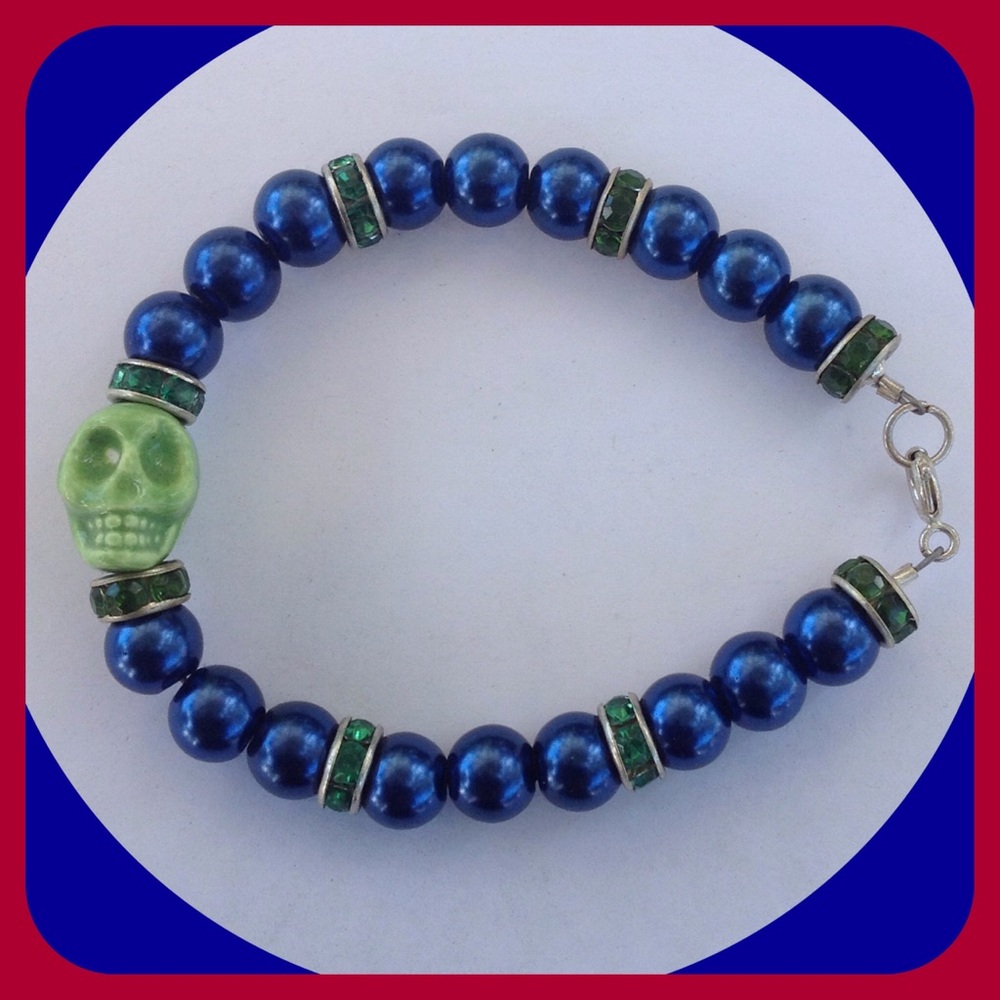 Blue & Green Skull Bracelet