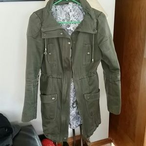 Retro army green trench jacket