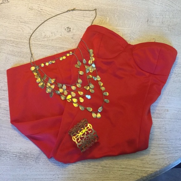Red fitted dress