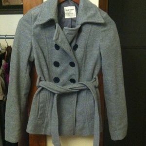 Soft Casual Gray Pea Coat Belted