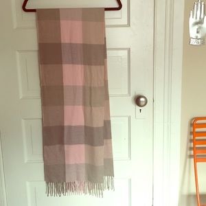 Pink and Grey Plaid Cashmere Feel Scarf