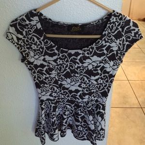 Black and white flower peplum