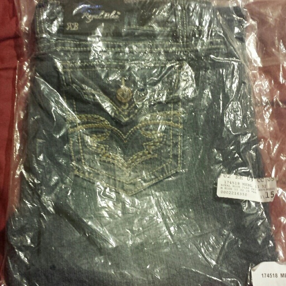 Royal blue flap pocket boot cut jeans