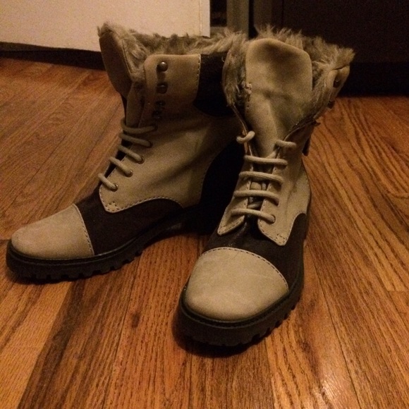 7 For All Mankind Gerard lace up boots faux fur