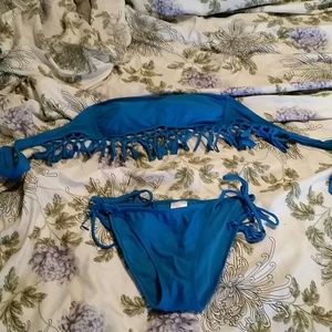 Blue fringe swimsuit