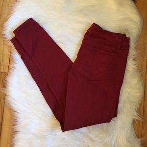 AE red skinny jeans
