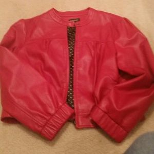 BeBe red leather jacket