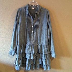 J. Crew denim ruffle dress / Size 8