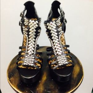 Black studed sandals by Chinese laundry