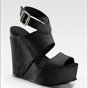 Rosalyn Vera Wang black wedge heel sandal