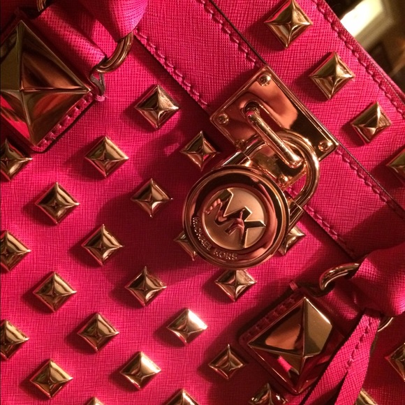 SOLD!! Michael Kors Pink Studded Hamilton - Picture 2 of 4
