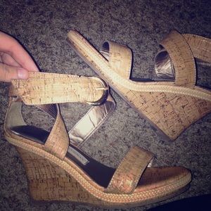 Cork Wedges with gold buckle!