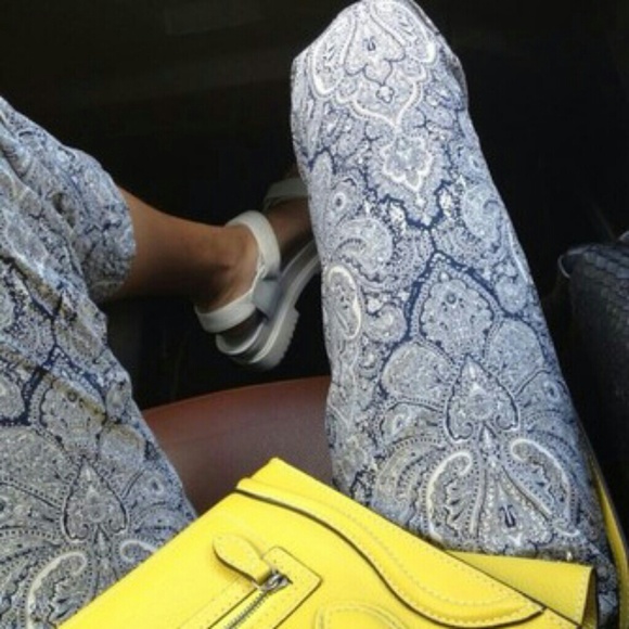 Blue and White Victorian patterned pants