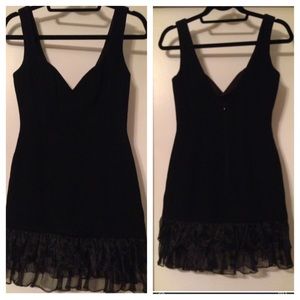 NicoleMiller Black Sweetheart Dress Ruffle Hemline