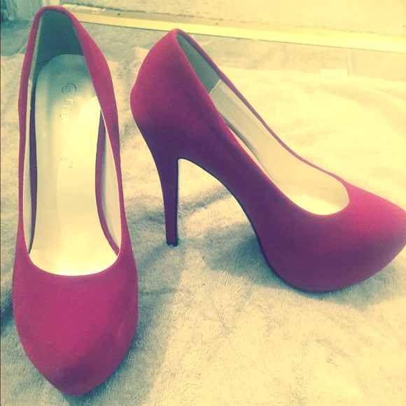 Velvet red stilettos